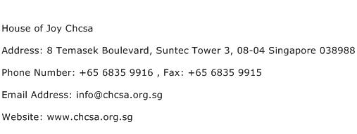 House of Joy Chcsa Address Contact Number