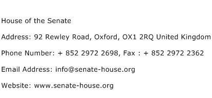 House of the Senate Address Contact Number