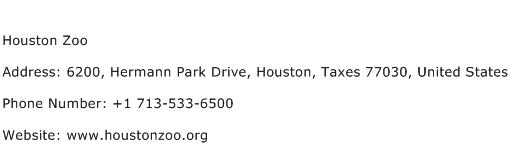 Houston Zoo Address Contact Number