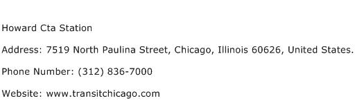 Howard Cta Station Address Contact Number