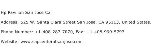 Hp Pavilion San Jose Ca Address Contact Number