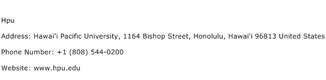 Hpu Address Contact Number