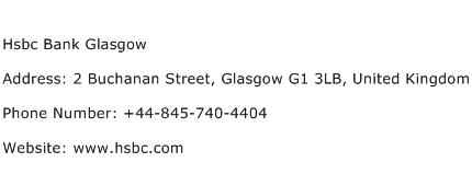Hsbc Bank Glasgow Address Contact Number