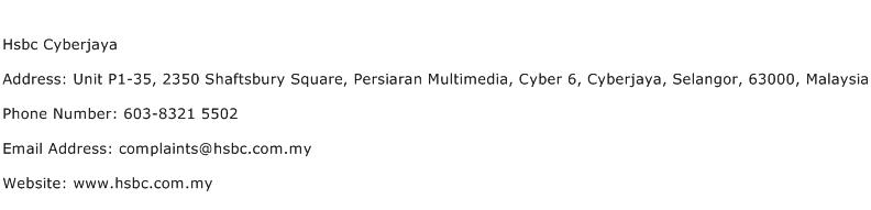 Hsbc Cyberjaya Address Contact Number