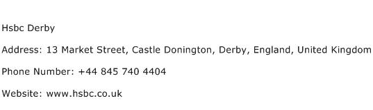 Hsbc Derby Address Contact Number
