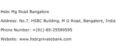 Hsbc Mg Road Bangalore Address Contact Number