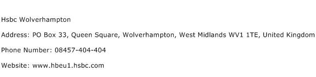 Hsbc Wolverhampton Address Contact Number