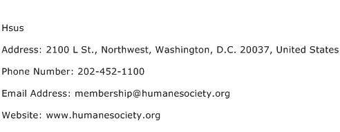 Hsus Address Contact Number