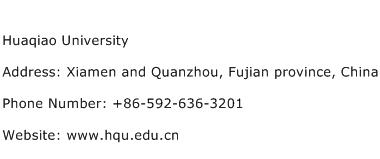 Huaqiao University Address Contact Number