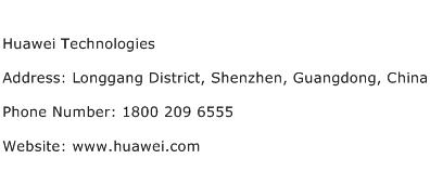 Huawei Technologies Address Contact Number