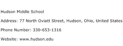 Hudson Middle School Address Contact Number