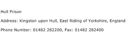 Hull Prison Address Contact Number