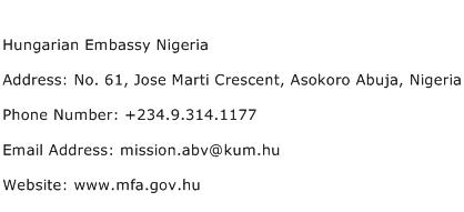 Hungarian Embassy Nigeria Address Contact Number