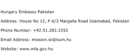 Hungary Embassy Pakistan Address Contact Number