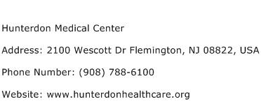 Hunterdon Medical Center Address Contact Number
