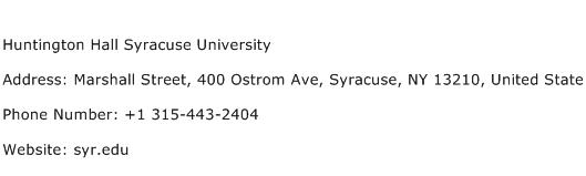 Huntington Hall Syracuse University Address Contact Number