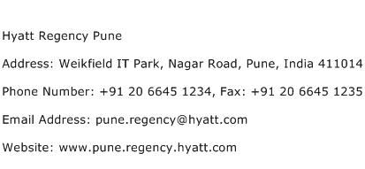 Hyatt Regency Pune Address Contact Number