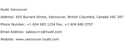 Hyatt Vancouver Address Contact Number
