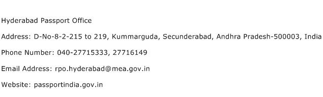 Hyderabad Passport Office Address Contact Number