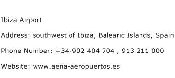 Ibiza Airport Address Contact Number