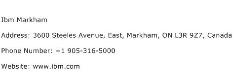 Ibm Markham Address Contact Number