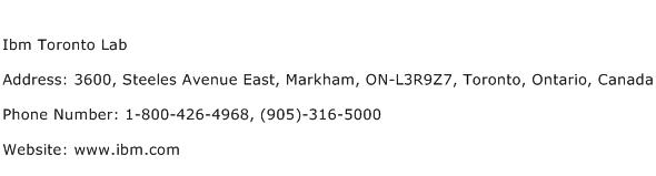 Ibm Toronto Lab Address Contact Number