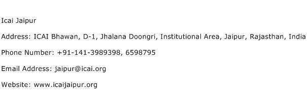 Icai Jaipur Address Contact Number