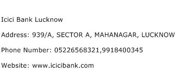 Icici Bank Lucknow Address Contact Number