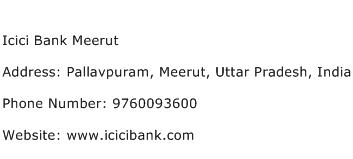 Icici Bank Meerut Address Contact Number