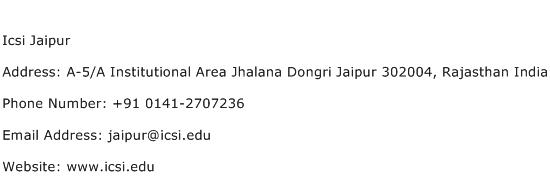 Icsi Jaipur Address Contact Number