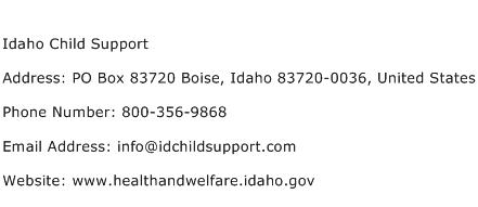 Idaho Child Support Address Contact Number