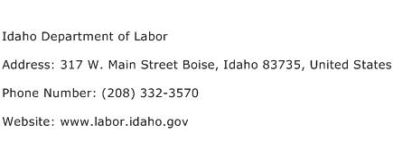 Idaho Department of Labor Address Contact Number