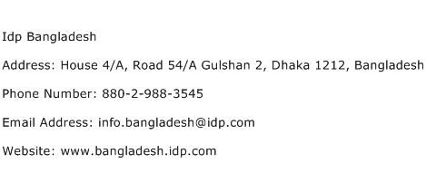 Idp Bangladesh Address Contact Number