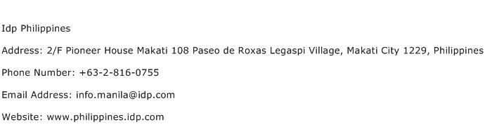 Idp Philippines Address Contact Number