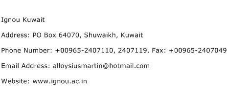 Ignou Kuwait Address Contact Number