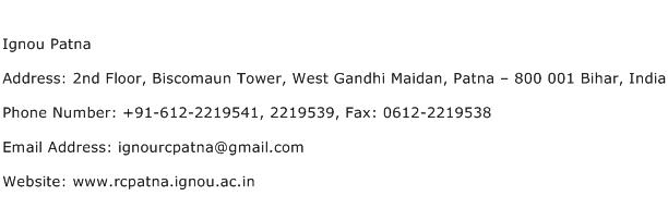 Ignou Patna Address Contact Number