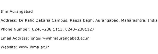 Ihm Aurangabad Address Contact Number