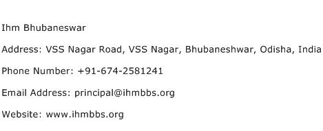 Ihm Bhubaneswar Address Contact Number