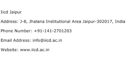 Iicd Jaipur Address Contact Number