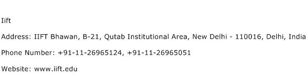 Iift Address Contact Number