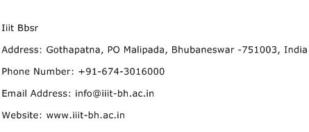 Iiit Bbsr Address Contact Number
