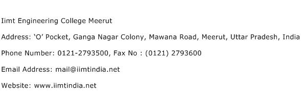 Iimt Engineering College Meerut Address Contact Number