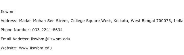 Iiswbm Address Contact Number