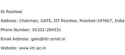 Iit Roorkee Address Contact Number