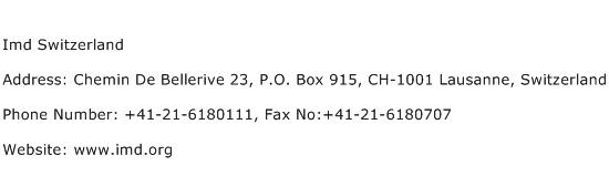 Imd Switzerland Address Contact Number