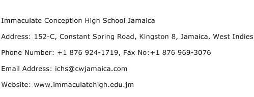 Immaculate Conception High School Jamaica Address Contact Number