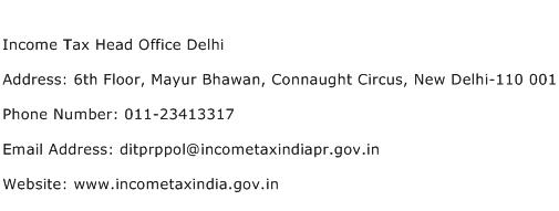 Income Tax Head Office Delhi Address Contact Number