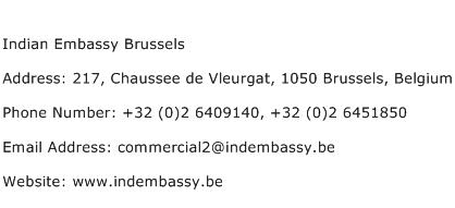 Indian Embassy Brussels Address Contact Number