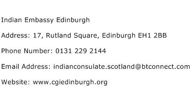 Indian Embassy Edinburgh Address Contact Number