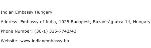 Indian Embassy Hungary Address Contact Number
